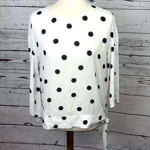 Worthington Polka Dot Bell Sleeve Blouse